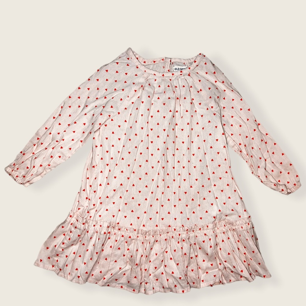 Old Navy Pink Heart Long Sleeve Dress Size 3T